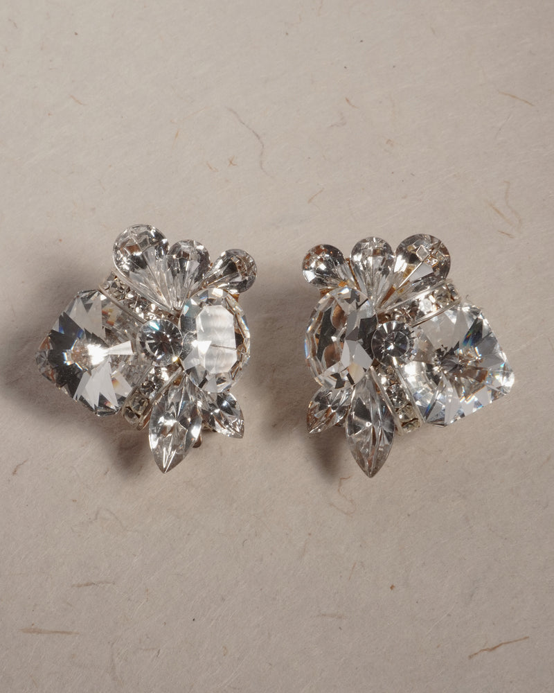 Vintage Rhinestone Cluster Clip Ons