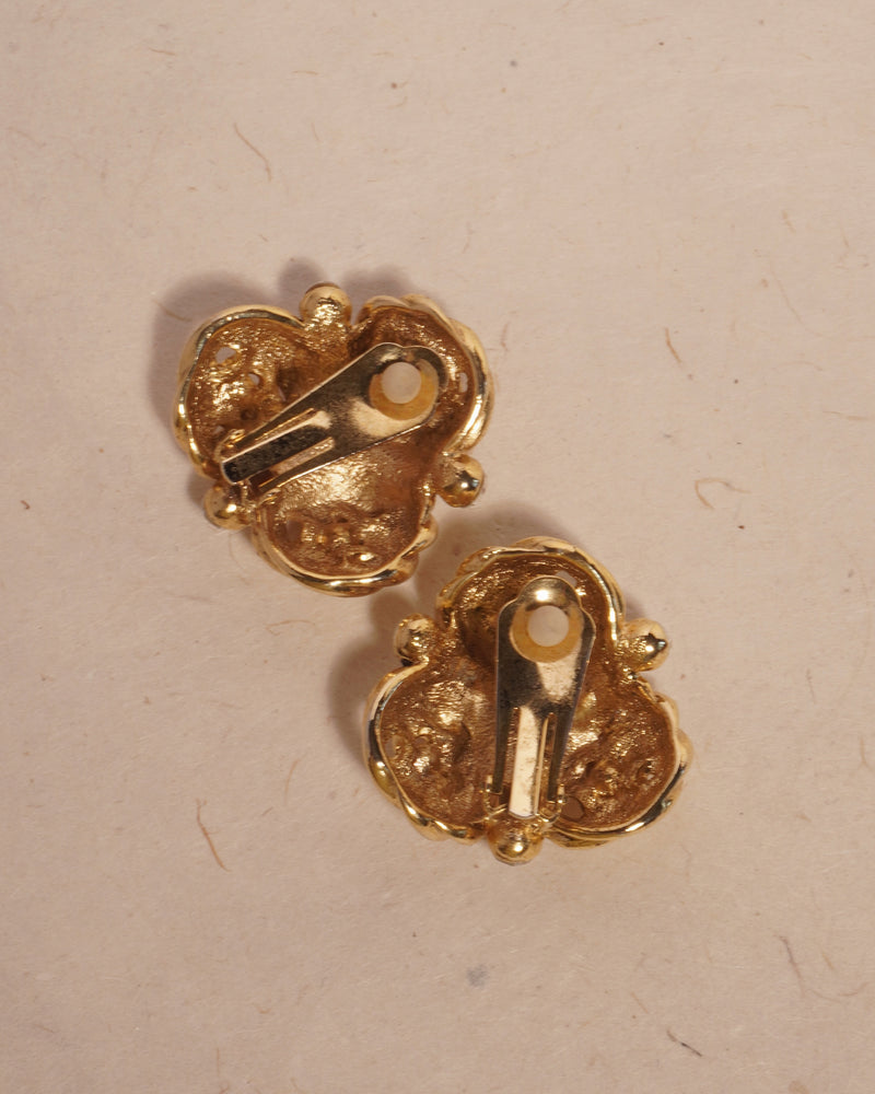 VINTAGE RHINESTONE GOLD KNOT CLIP ONS