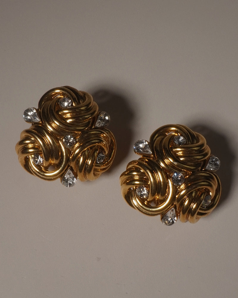 Vintage Rhinestone Knot Clip Ons