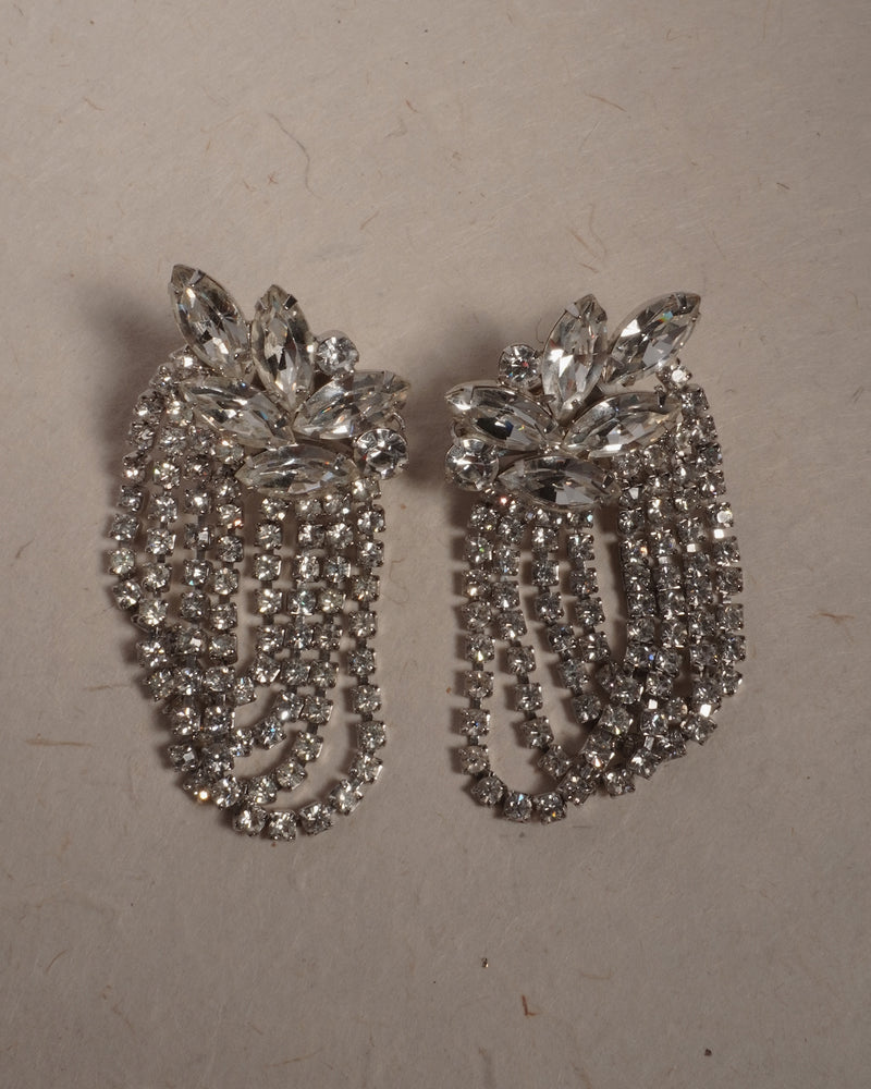 Vintage Rhinestone Loop Drop Clip Ons