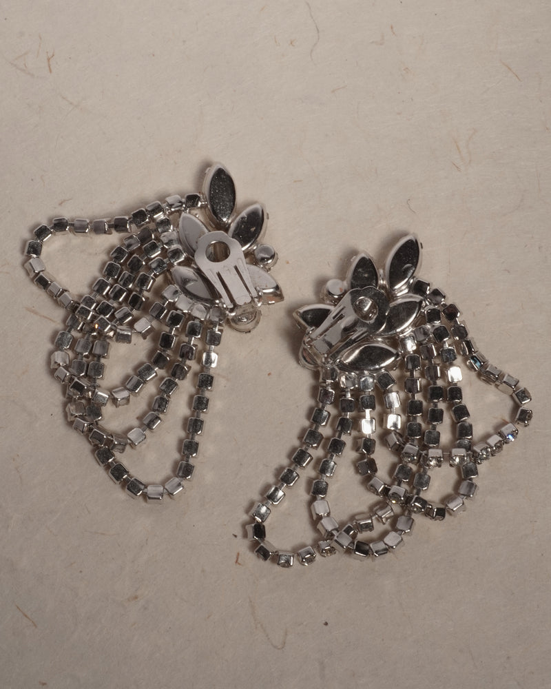 Vintage Rhinestone Loop Drop Clip Ons