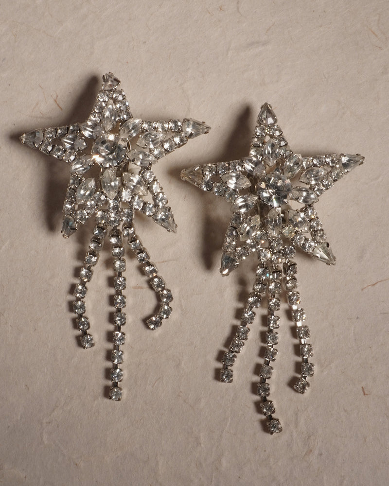 Vintage Rhinestone Star Tassel Clip Ons