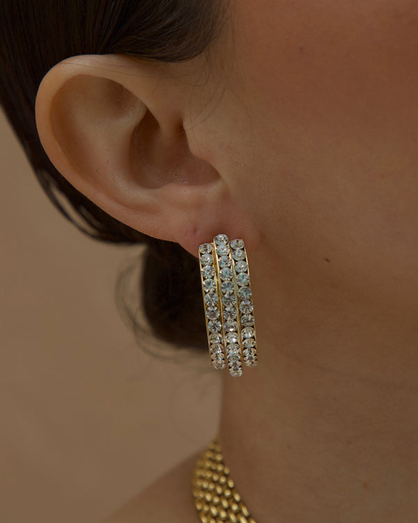 Vintage Rhinestone Step Hoops