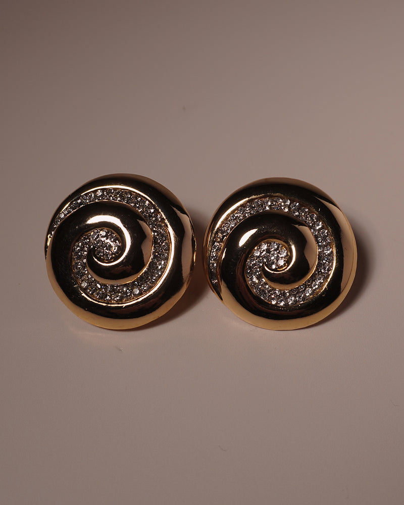 Vintage Rhinestone Swirl Clip Ons