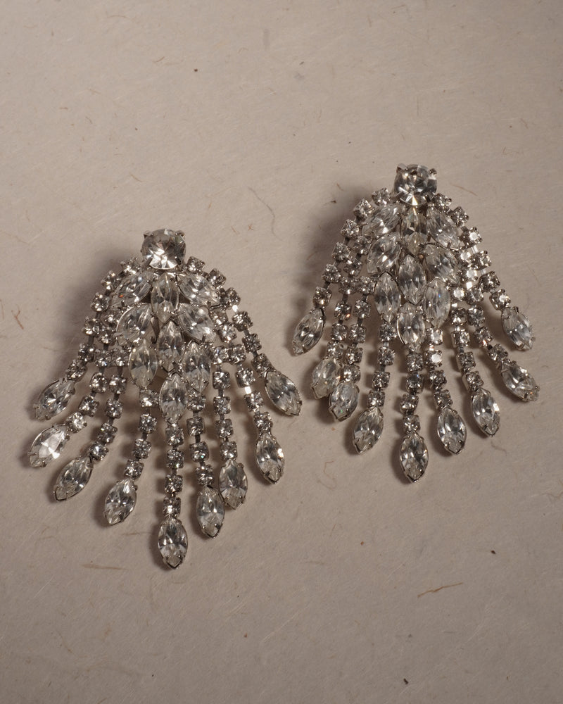 Vintage Rhinestone Waterfall Statement Earrings