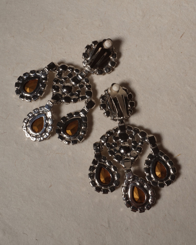 Vintage Rhinestone & Pearl Statement Earrings