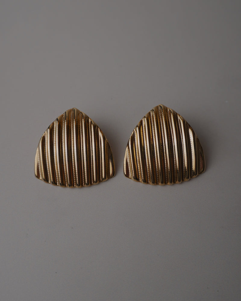 Vintage Ribbed Lobe Shield Earrings