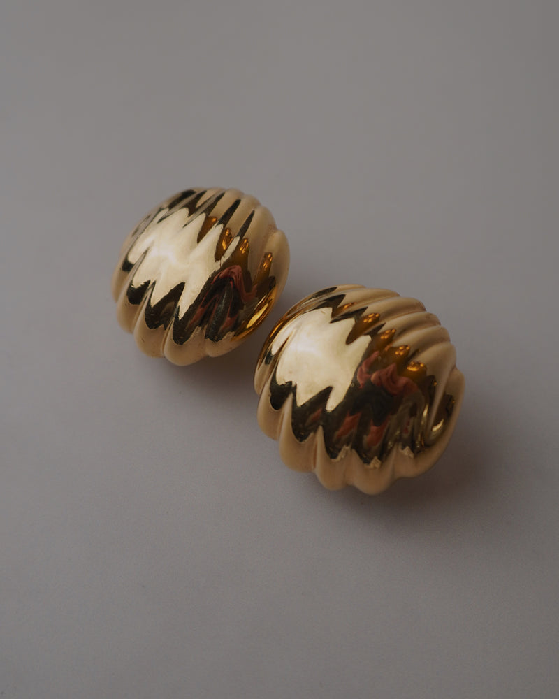 Vintage Rippled Gold Dome Clip Ons