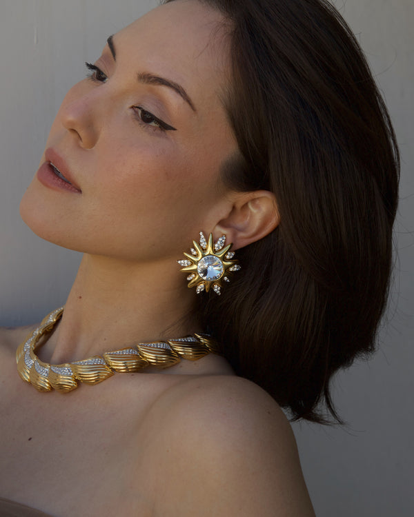 Vintage Rivoli Burst Statement Earrings