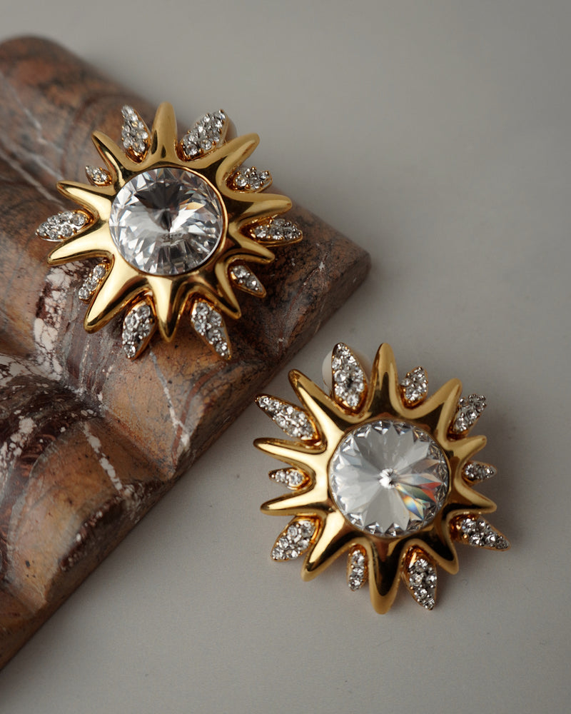 Vintage Rivoli Burst Statement Earrings