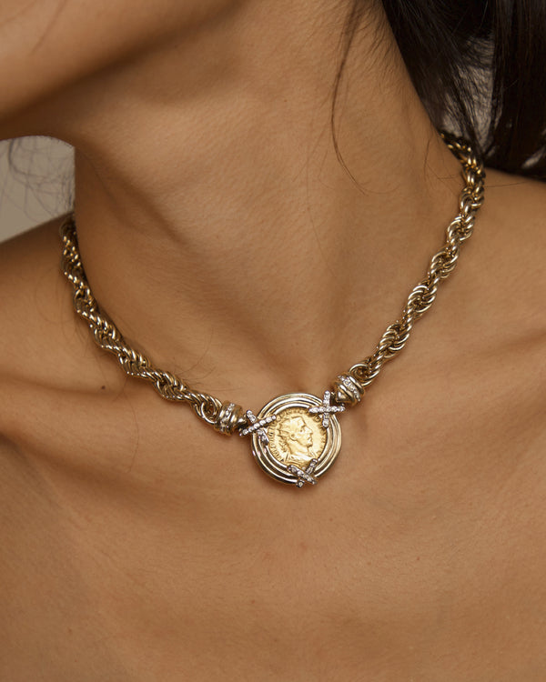 VINTAGE ROPED COIN NECKLACE