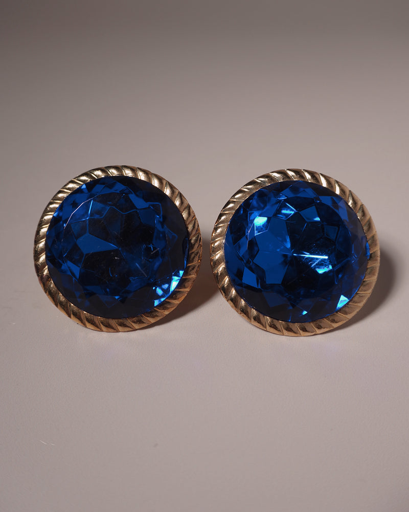 Vintage Royal Blue Button Earrings