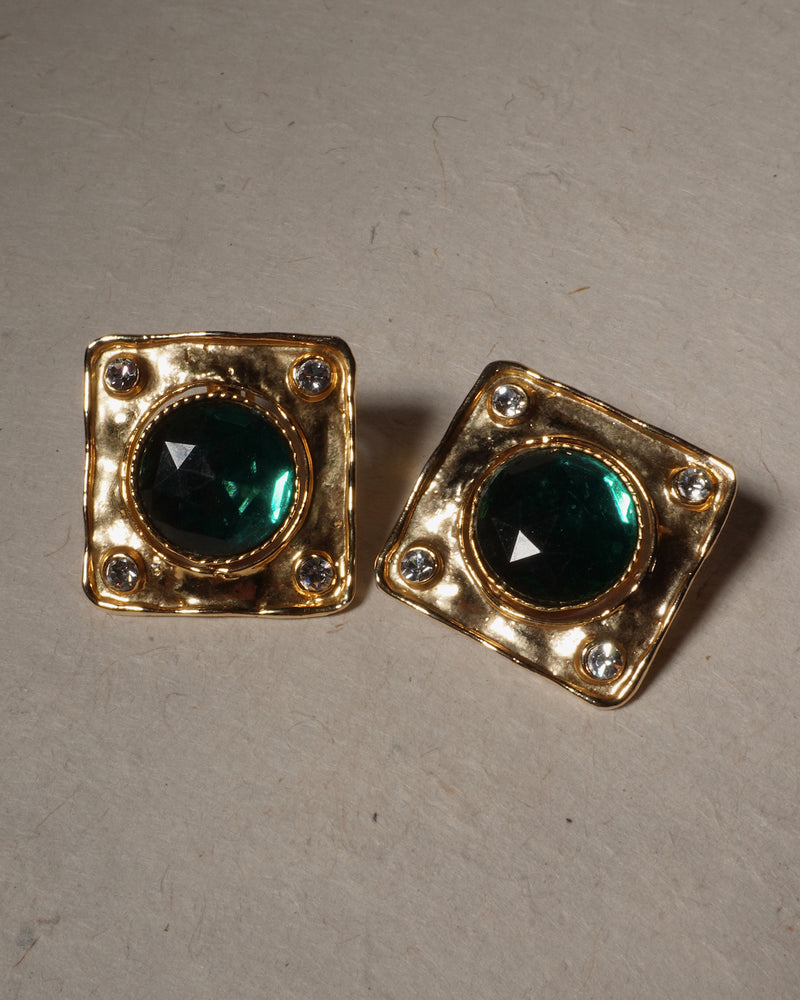 Vintage Ruby & Emerald Swivel Clip Ons