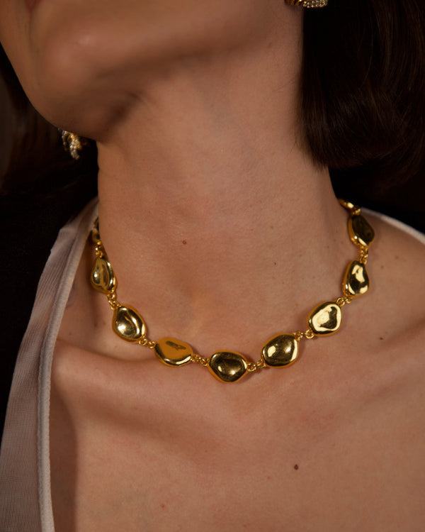 Vintage Rambaud Gold Pebble Link Necklace