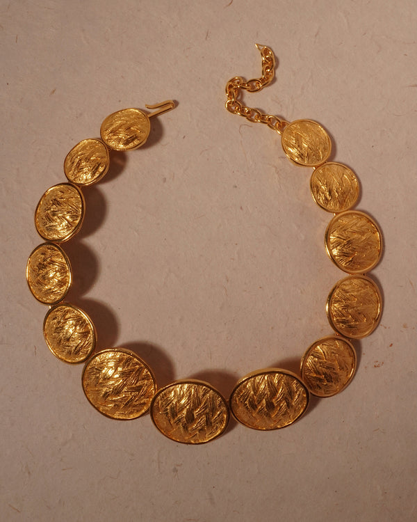 Vintage Rambaud Textured Disc Necklace