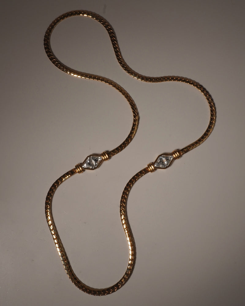 Vintage S.A.L. Crystal Flat Chain Necklace