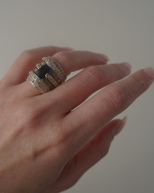 Vintage Sapphire Pave Cocktail Ring Sz 6