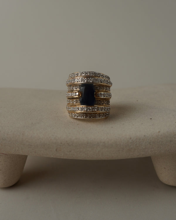 Vintage Sapphire Pave Cocktail Ring Sz 6