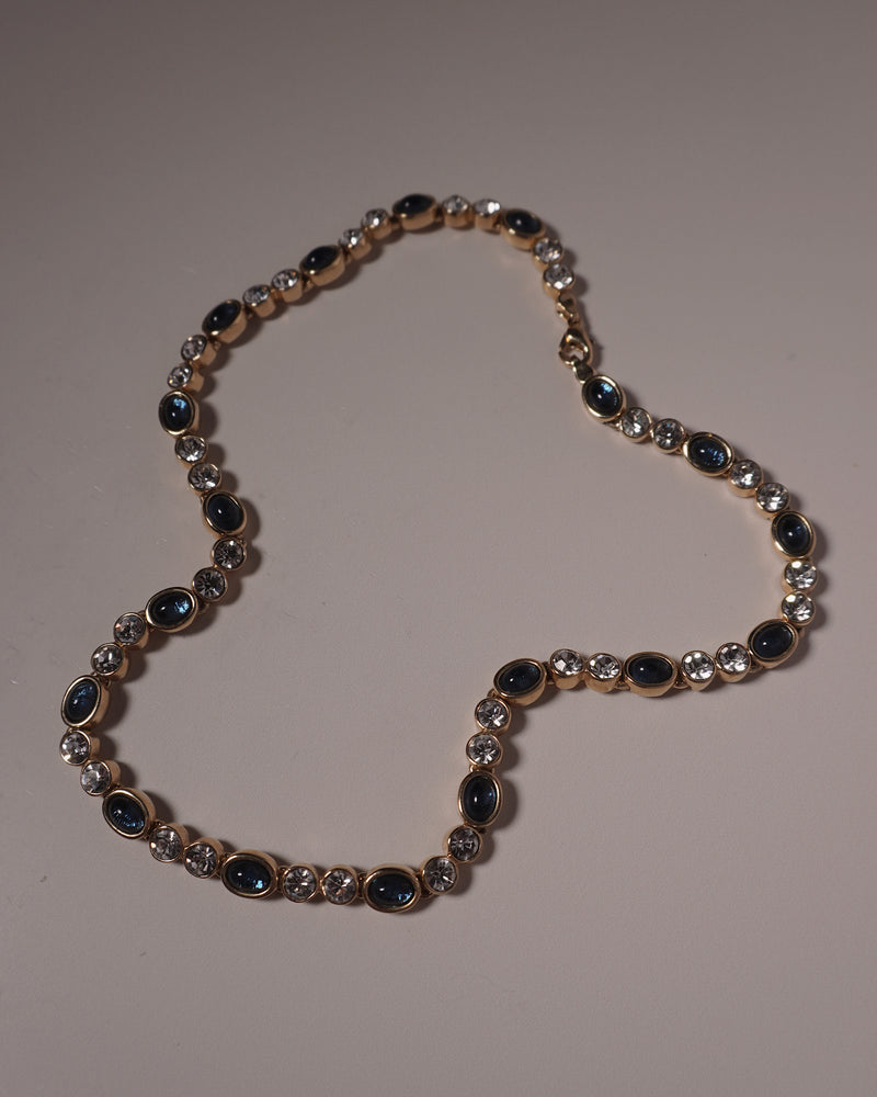 Vintage Sapphire & White Tennis Necklace