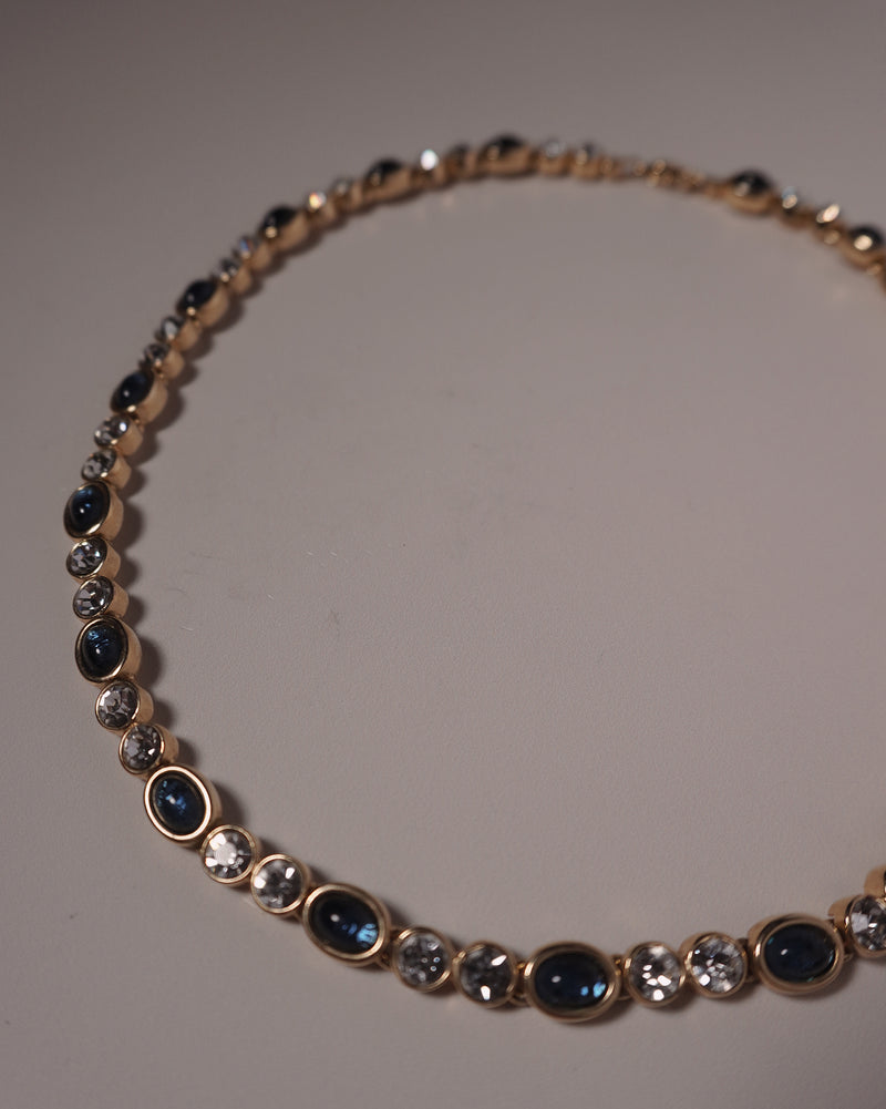 Vintage Sapphire & White Tennis Necklace