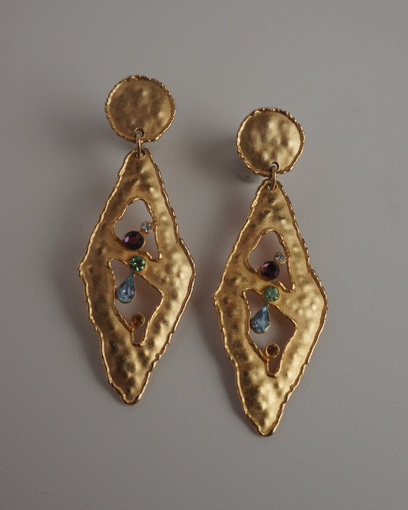 VINTAGE SATIN JJ DIP TONE DROP EARRINGS