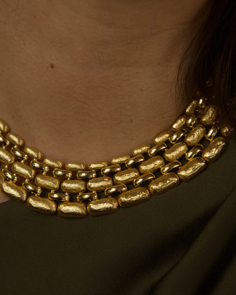 Vintage Satin & Polished Panther Chain Necklace