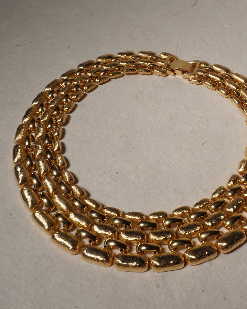 Vintage Satin & Polished Panther Chain Necklace