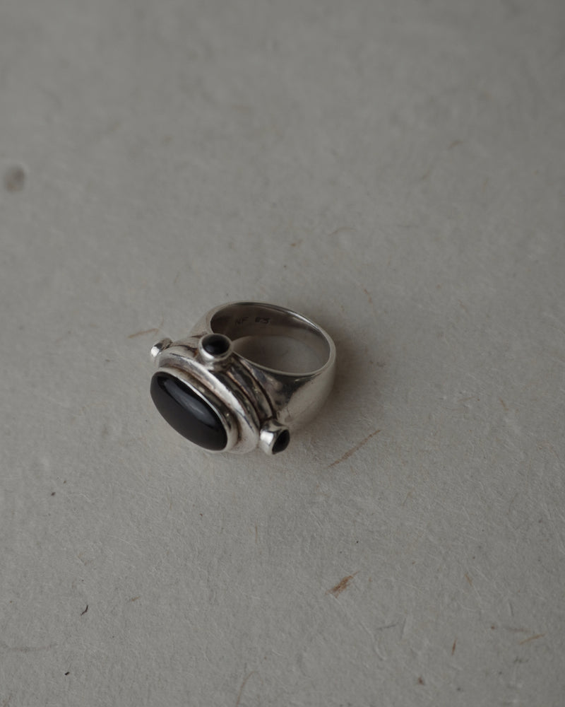 Vintage Silver Chunky Cabochon Ring Sz 6