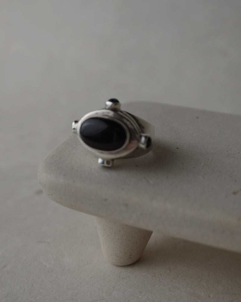 Vintage Silver Chunky Cabochon Ring Sz 6