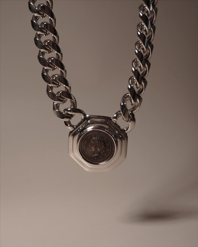 Vintage Silver Coin Pendant Necklace