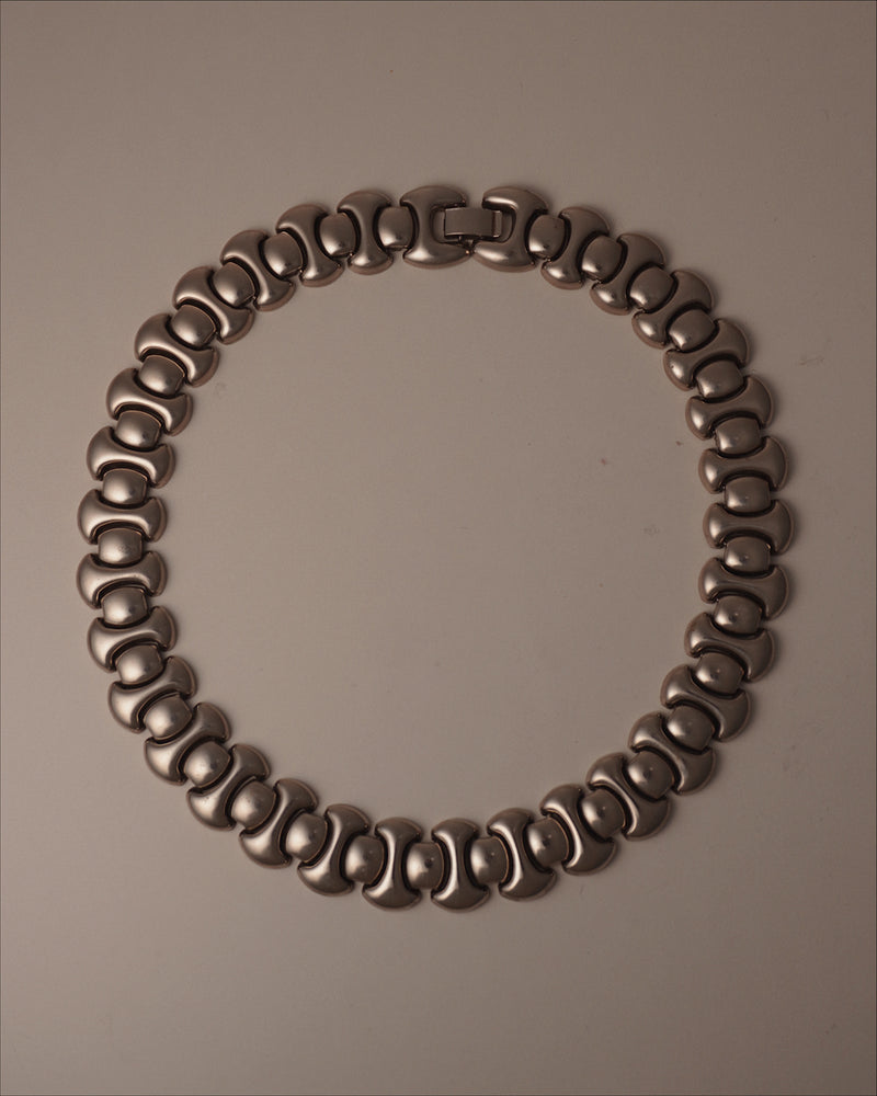 Vintage Silver Puffed Link Necklace
