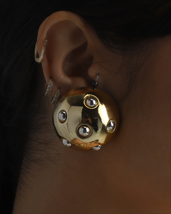 Vintage Spotted Mod Dome Earrings