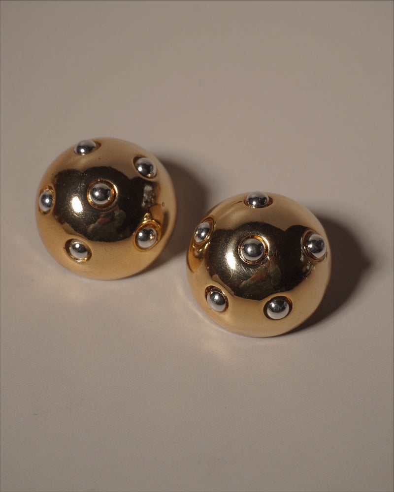 Vintage Spotted Mod Dome Earrings