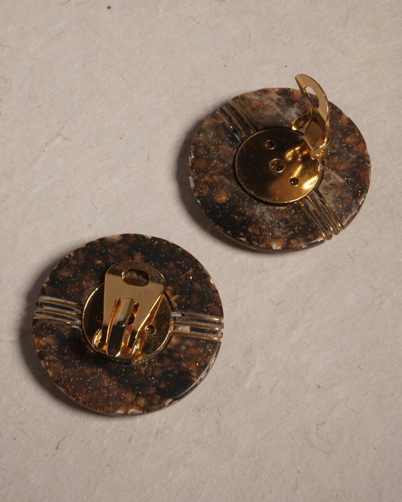 Vintage Stone Button Clip Ons