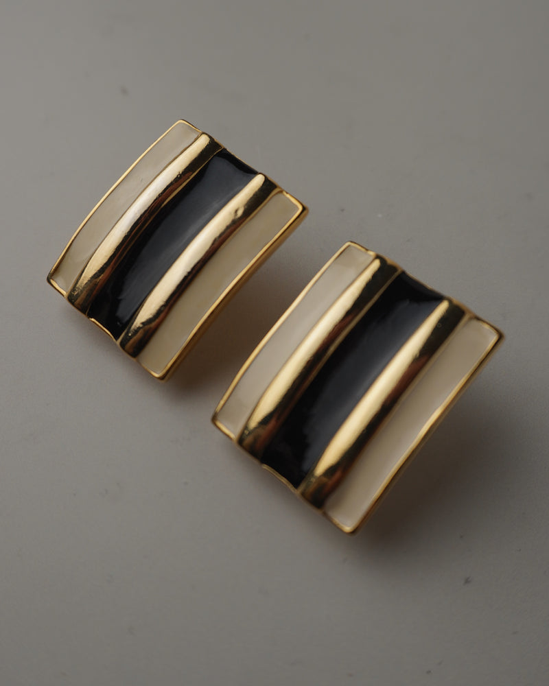 Vintage Striped Enamel Clip Ons