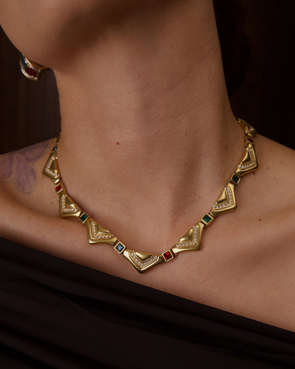 VINTAGE SWAN ART DECO ARTICULATED RHINESTONE NECKLACE