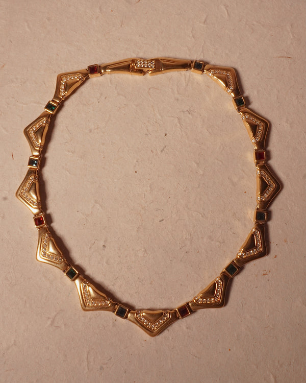 VINTAGE SWAN ART DECO ARTICULATED RHINESTONE NECKLACE