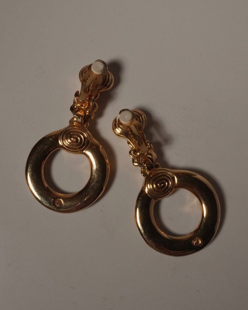 VINTAGE SWAN PAVE RING DROP EARRINGS