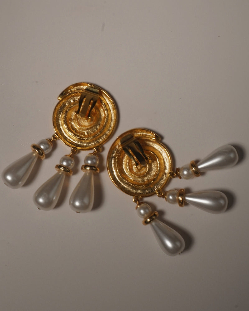 Vintage Swirl Pearl Drop Earrings