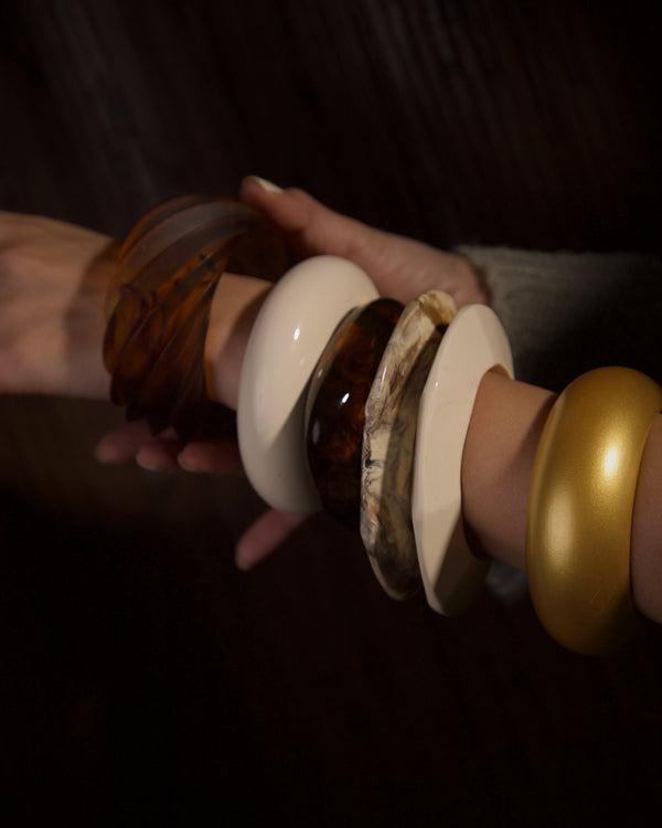 Vintage Tapered Ivory Acrylic Bangle