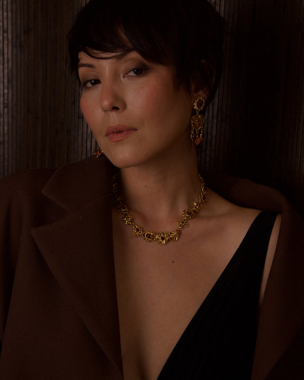 VINTAGE TARATATA RHINESTONE & CABOCHON NECKLACE