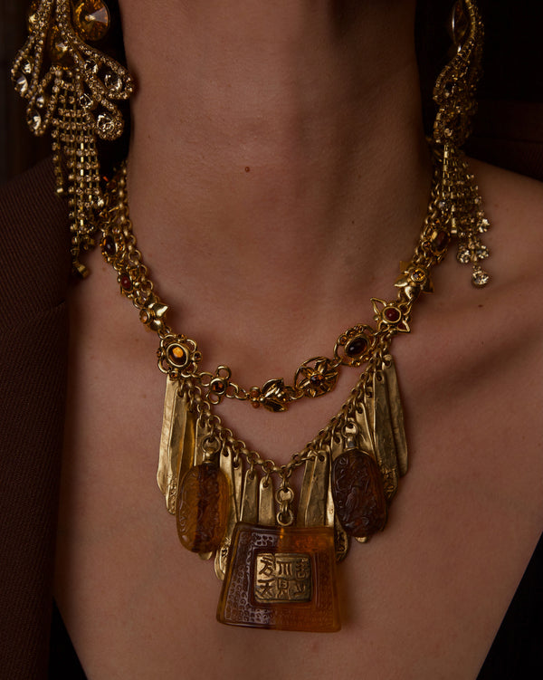 VINTAGE TARATATA RHINESTONE & CABOCHON NECKLACE