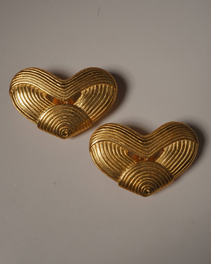 Vintage Textured Heart Clip Ons