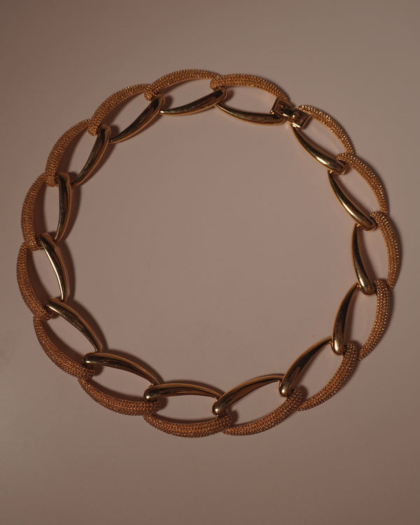 Vintage Textured Wide Link Necklace