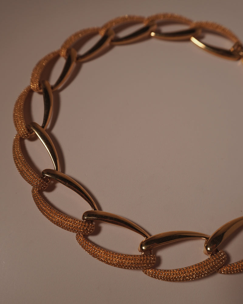 Vintage Textured Wide Link Necklace