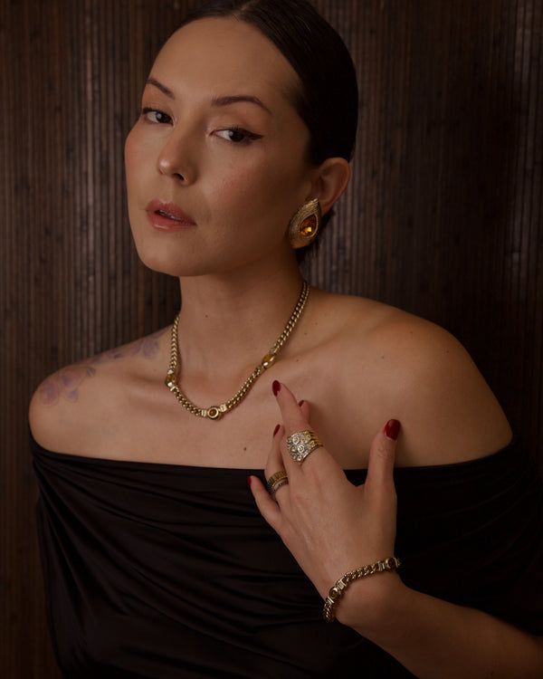 VINTAGE TOPAZ CAB & RHINESTONE SET