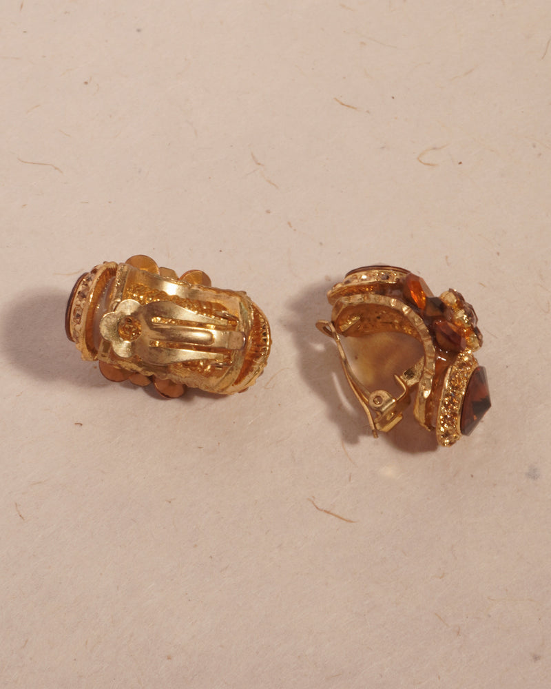 VINTAGE TOPAZ RHINESTONE CLIP ONS