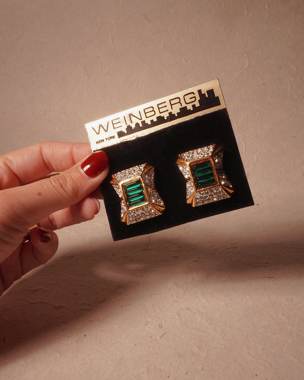 VINTAGE TOPLIN WEINBERG PAVÉ RHINESTONE CLIP ONS