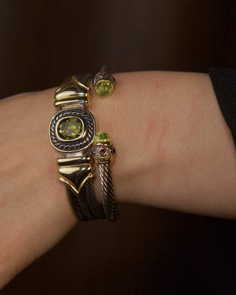 Vintage TT Cable Peridot Bracelet