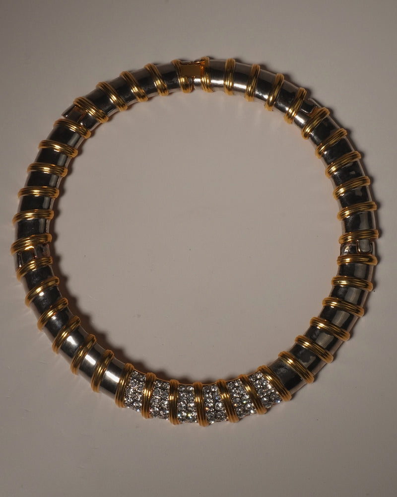 Vintage TT Ribbed Rhinestone Choker